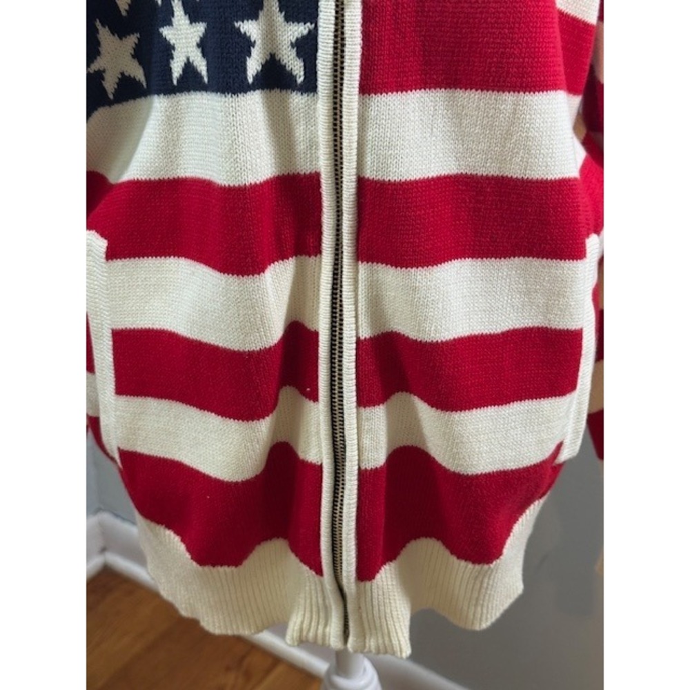 Show Me Your MuMu Zippy Cardigan America Knit Stars Stripes Flag Print Small - Picture 6 of 12
